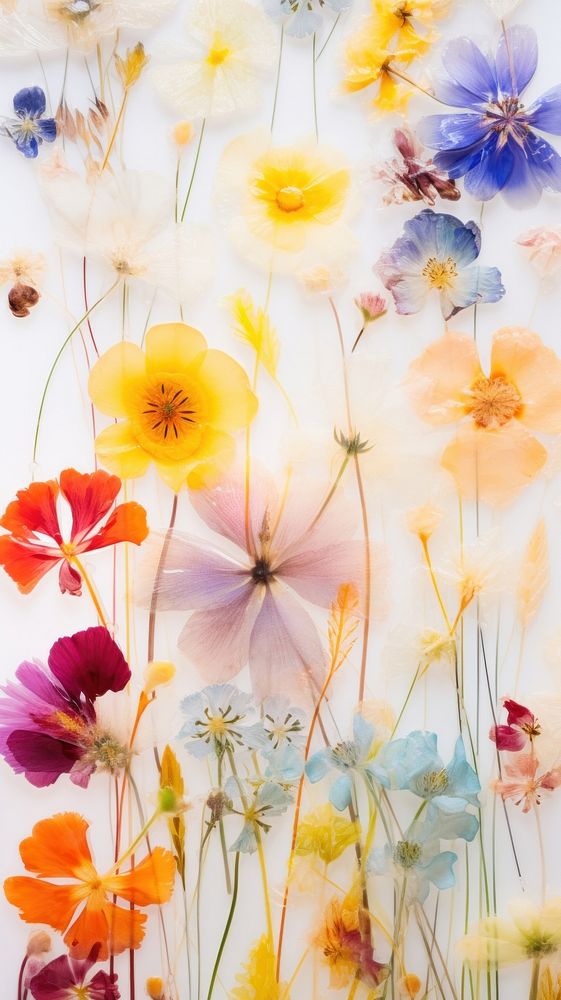 Real pressed flowers backgrounds painting pattern.