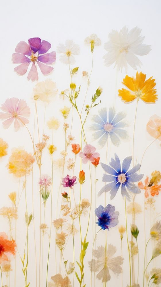 Real pressed flowers backgrounds pattern nature.