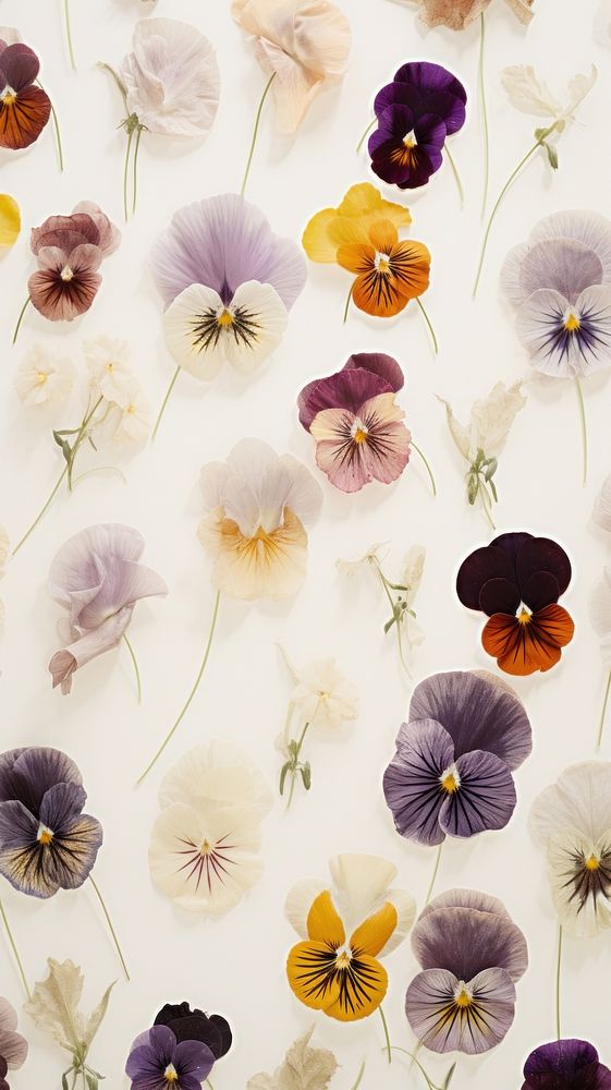Real pressed pansy flowers backgrounds petal plant.