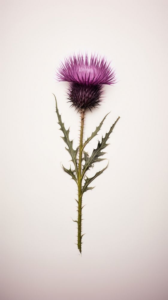 Real pressed thistle flower plant inflorescence fragility.