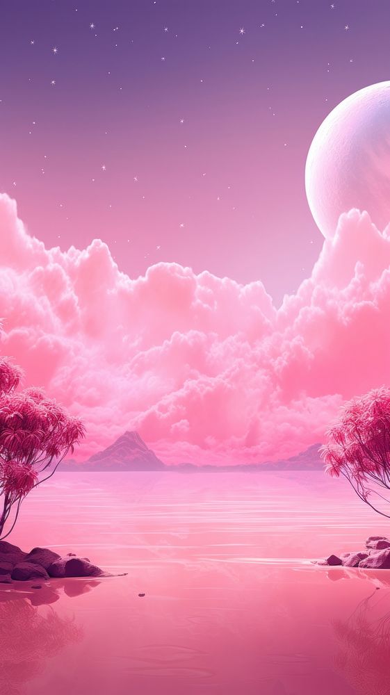 A pink fantasy moon landscape outdoors nature.
