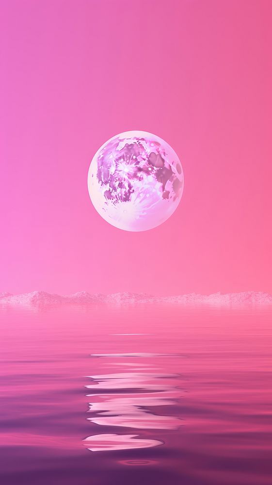 A pink fantasy moon astronomy outdoors nature.
