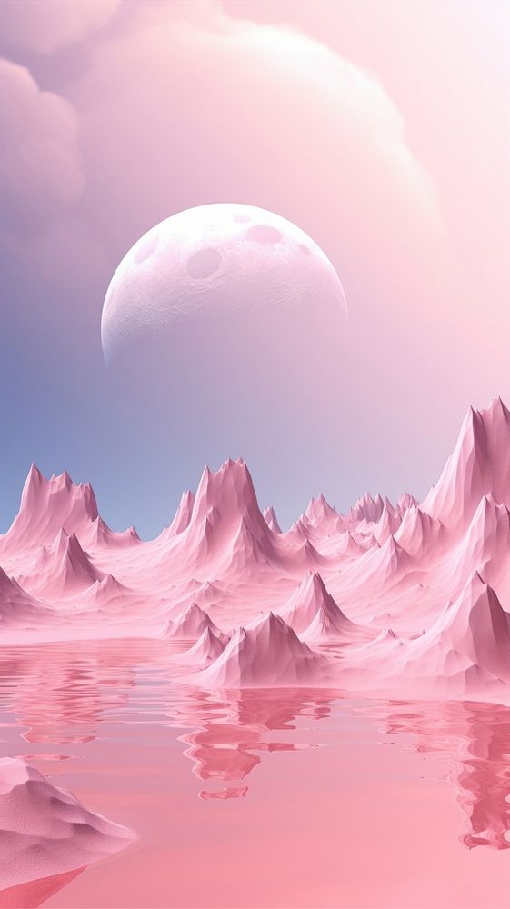 A pink fantasy planet outdoors nature moon.