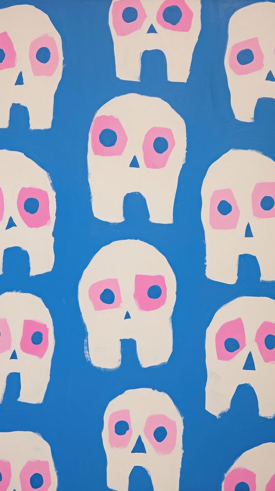 Cartoonish pink cute skulls pattern backgrounds painting.