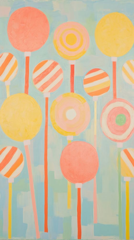 Cute pastel sweet lollipops backgrounds painting pattern.