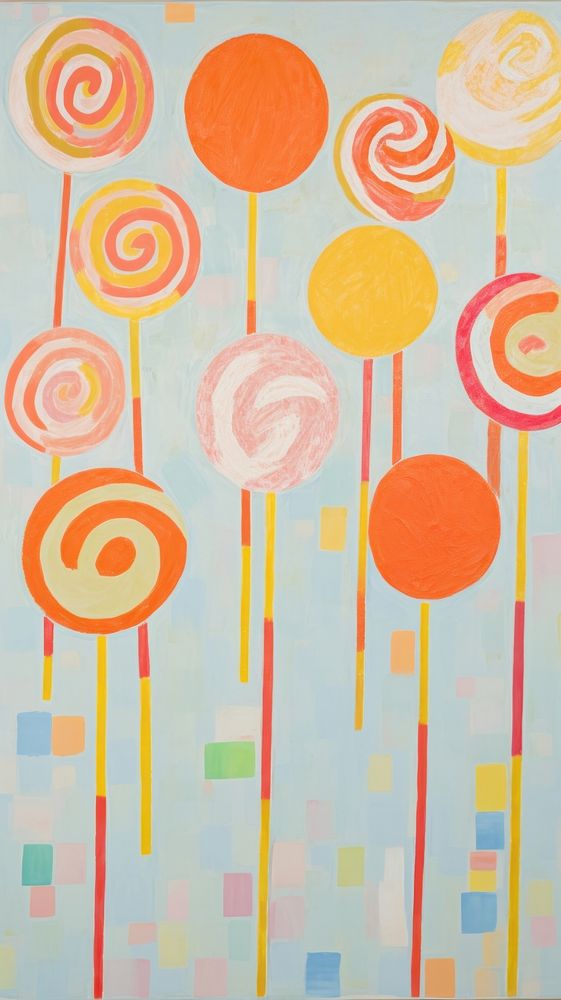 Cute sweet lollipops backgrounds painting pattern.