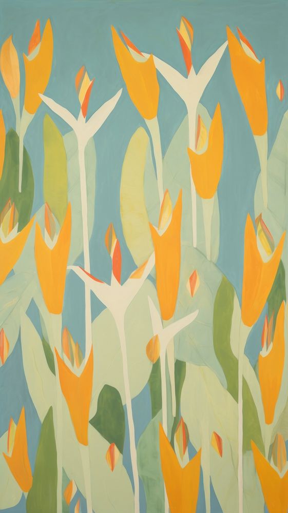 Bird of paradise flowers painting backgrounds pattern.