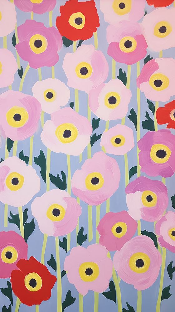 Anemone flowers painting pattern backgrounds.