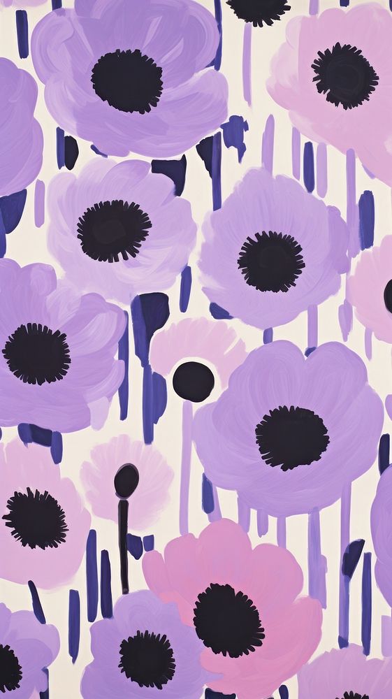 Anemone flowers pattern backgrounds painting.