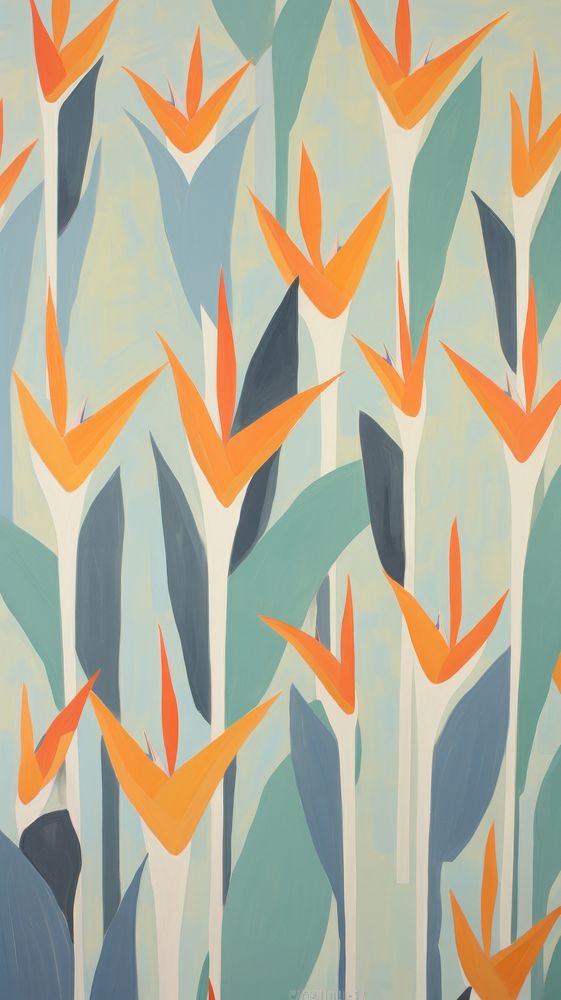 Bird of paradise flowers painting pattern backgrounds.