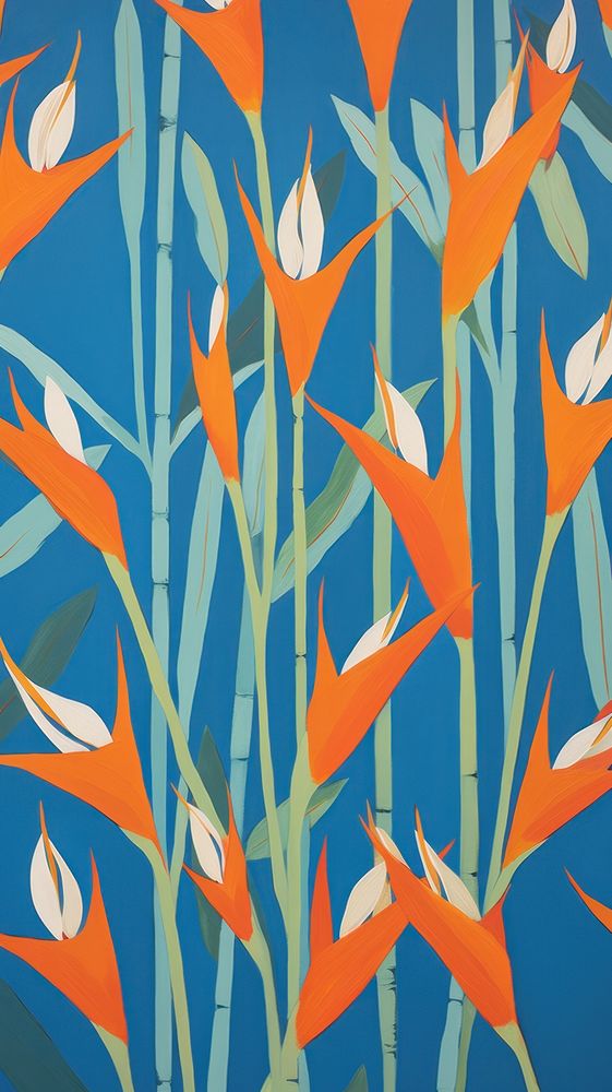 Bird of paradise flowers pattern backgrounds painting.