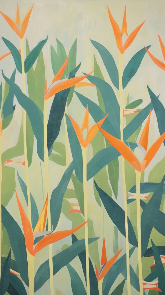 Bird of paradise flowers painting pattern backgrounds.