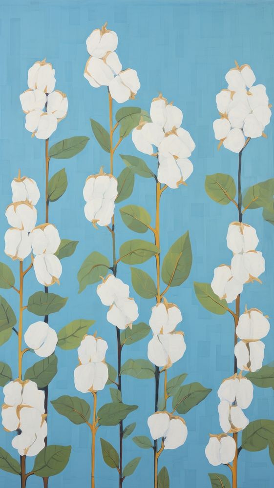 Cotton flowers painting pattern backgrounds.