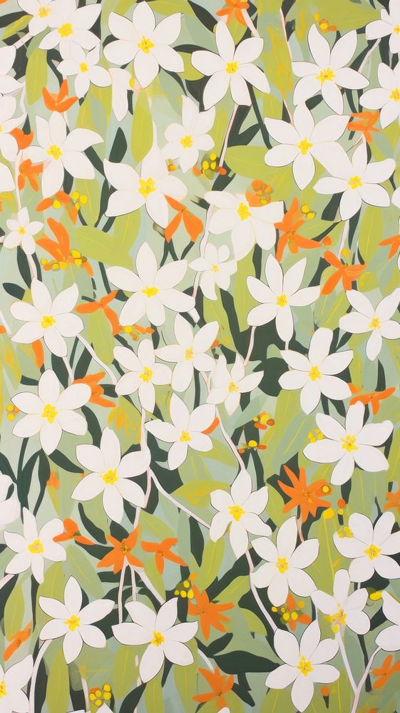 Jumbo jasmin flowers pattern backgrounds wallpaper.