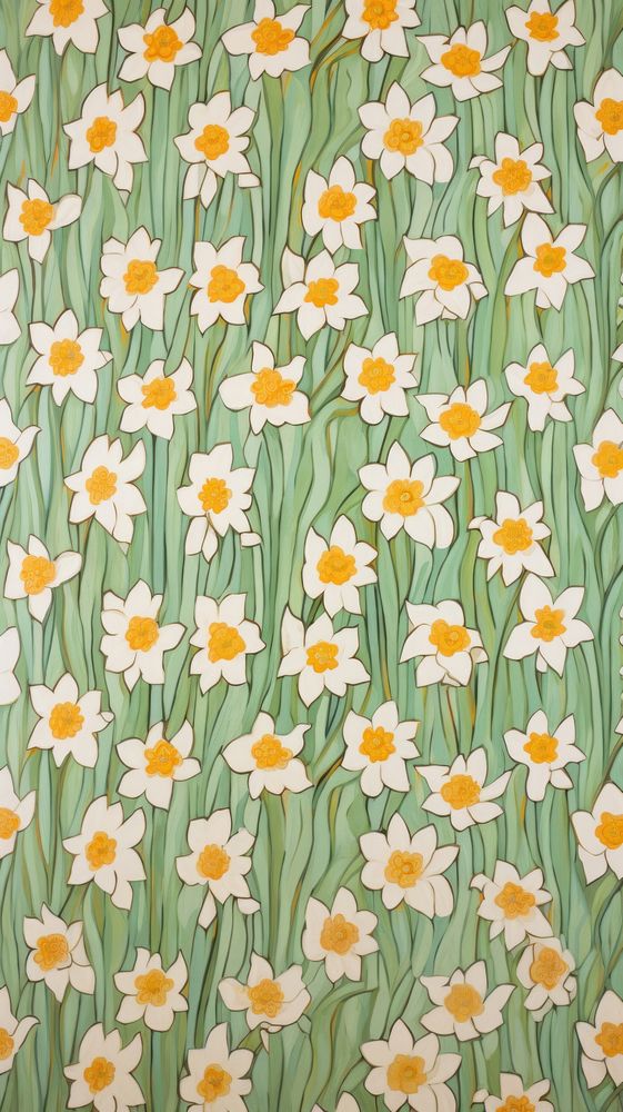 Narcissus blooming flowers pattern backgrounds wallpaper.