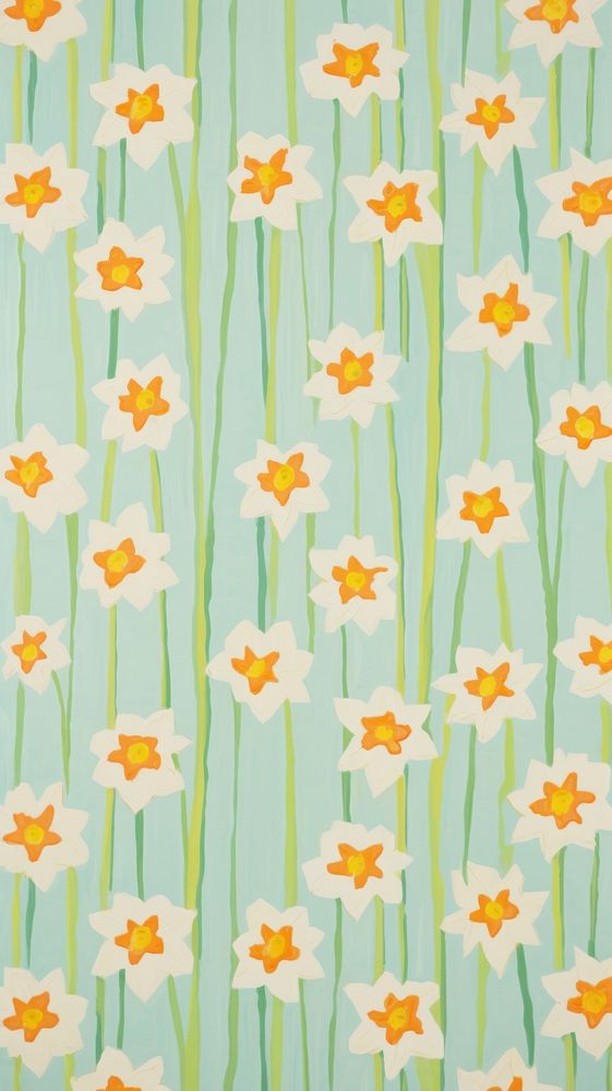 Narcissus flower blooms pattern backgrounds wallpaper.