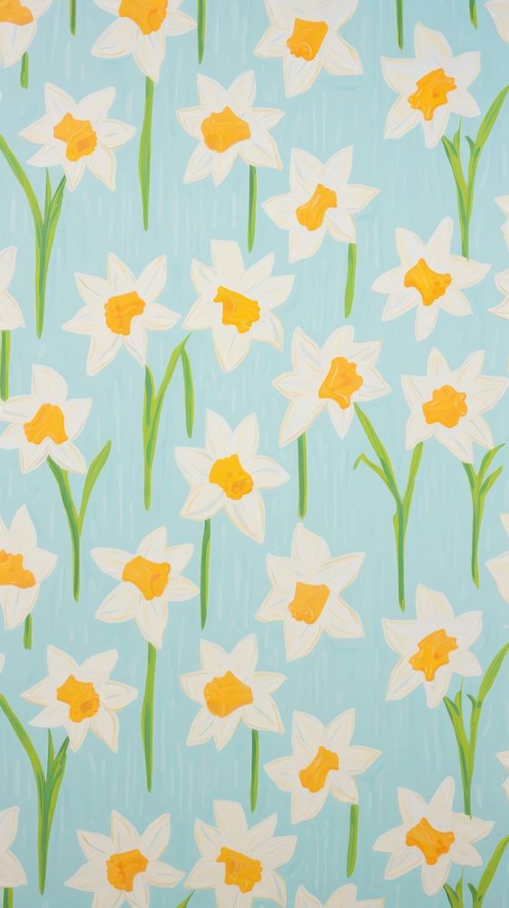 Narcissus flowers pattern backgrounds wallpaper.