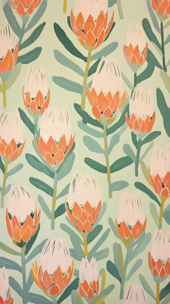 Jumbo protea flowers pattern backgrounds wallpaper.