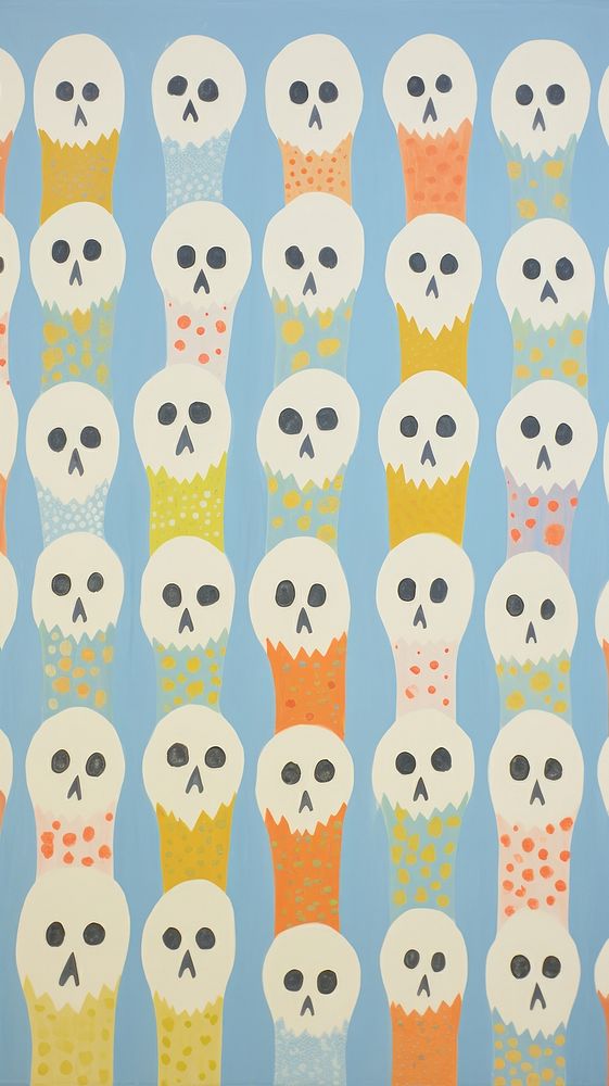 Pastel cute skulls backgrounds painting pattern.