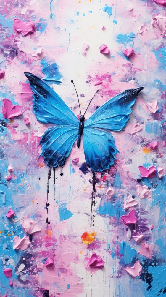 Abstract wallpaper butterfly painting flower.