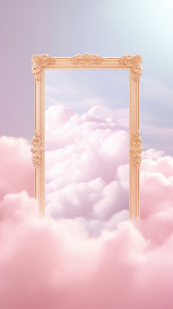 White vintage frame cloud pink architecture.
