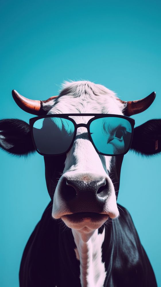 Cow sunglasses livestock mammal.