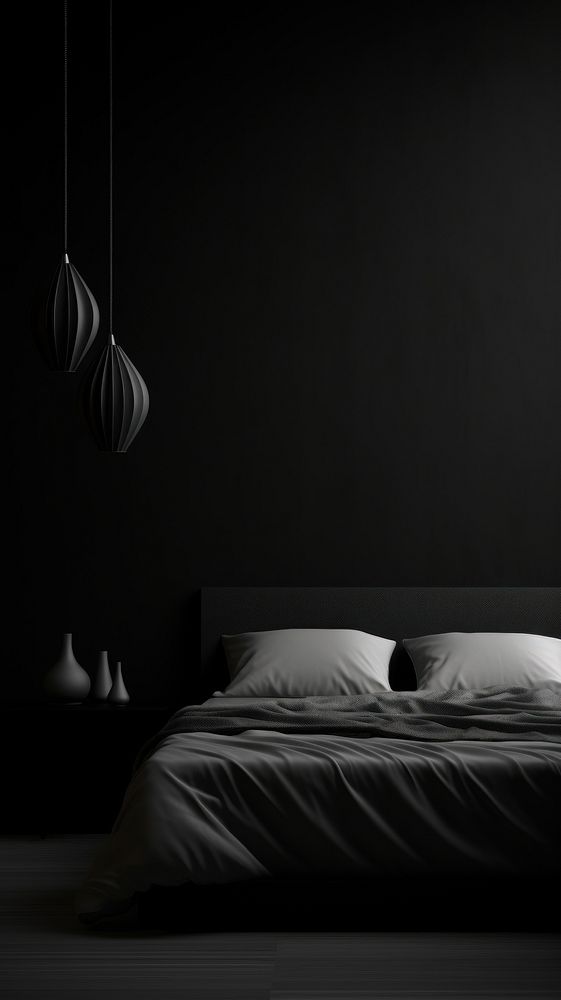Black aesthetic wallpaper black bed furniture.