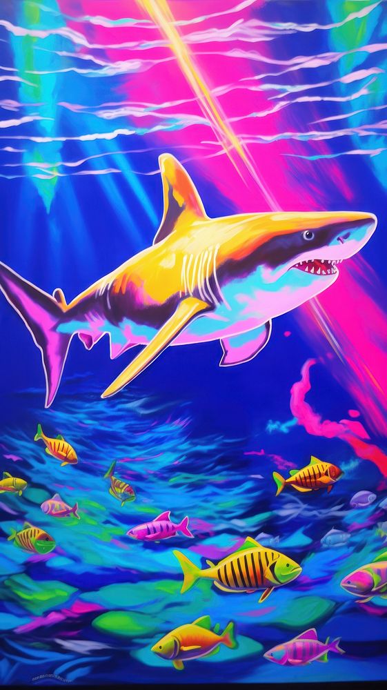 Great white shark outdoors painting animal.