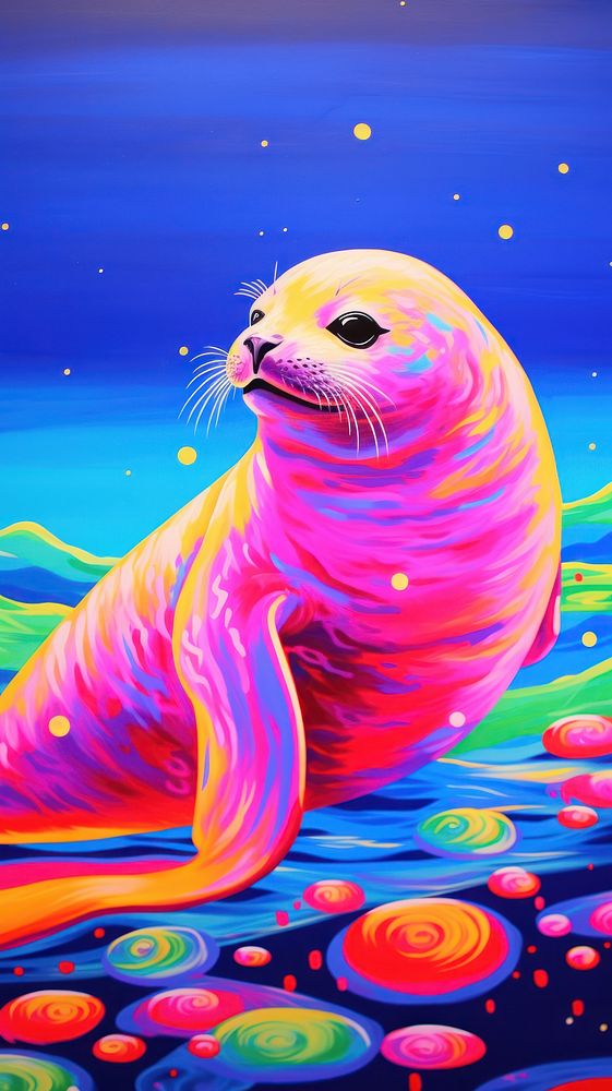 Seal painting animal blue.