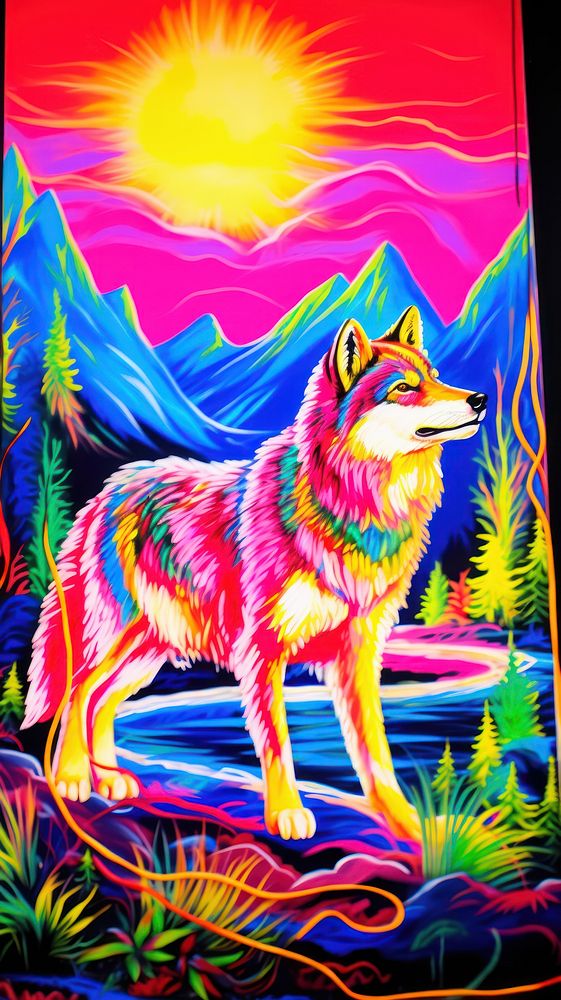 Wolf painting animal mammal.