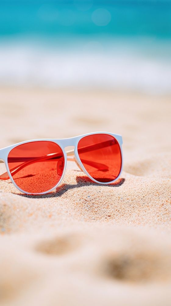 Red sunglasses beach outdoors summer.