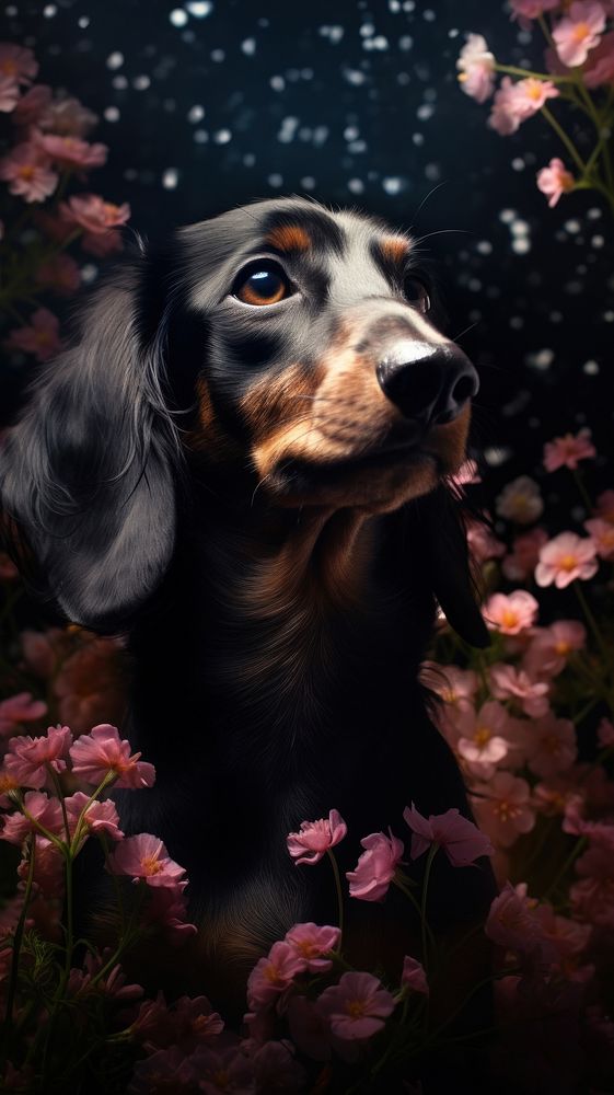 Dachshund flower dachshund portrait.