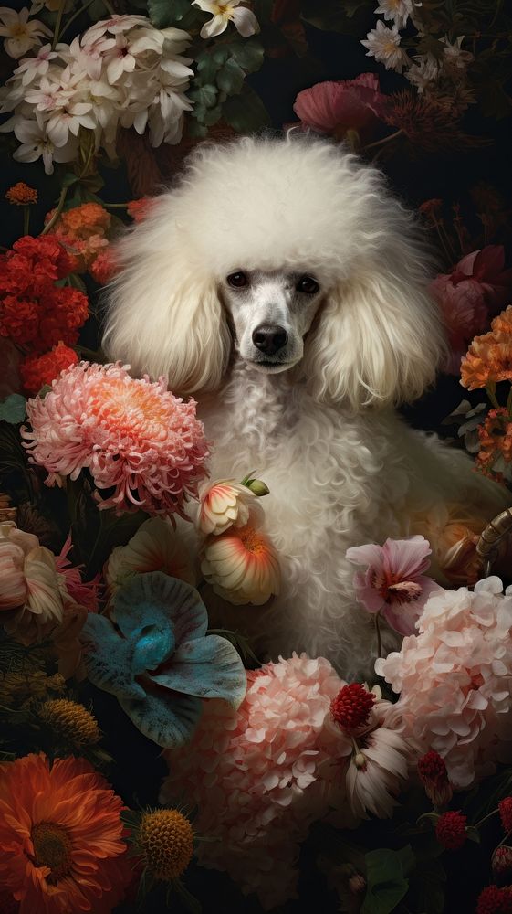 Poodle poodle flower animal.