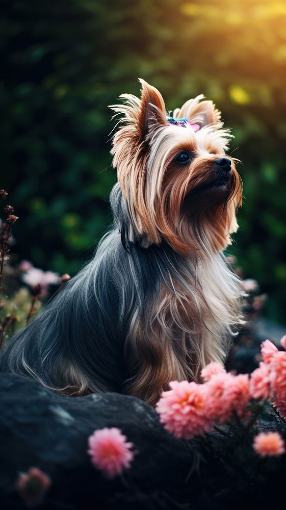 Yorkshire Terrier terrier flower mammal.