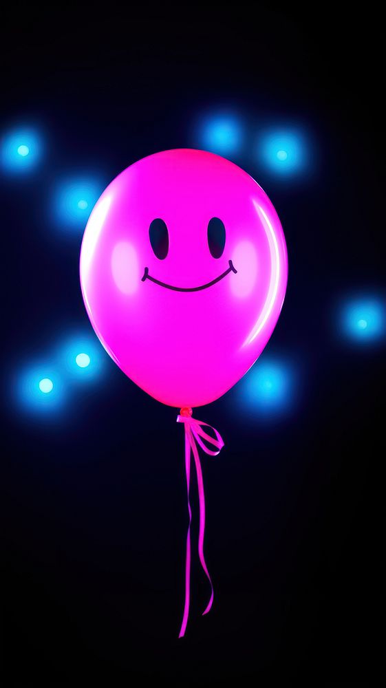 Smile face balloon neon purple light pink.