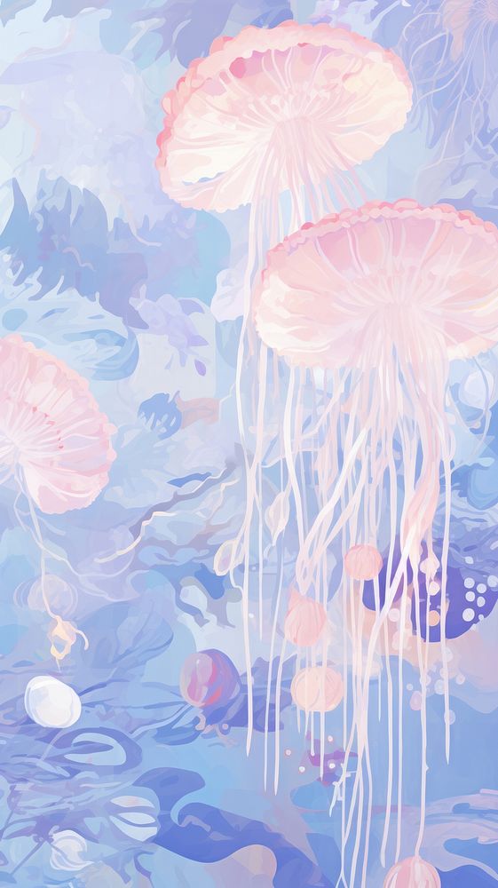 Jelly fish coral in under water jellyfish drawing invertebrate.