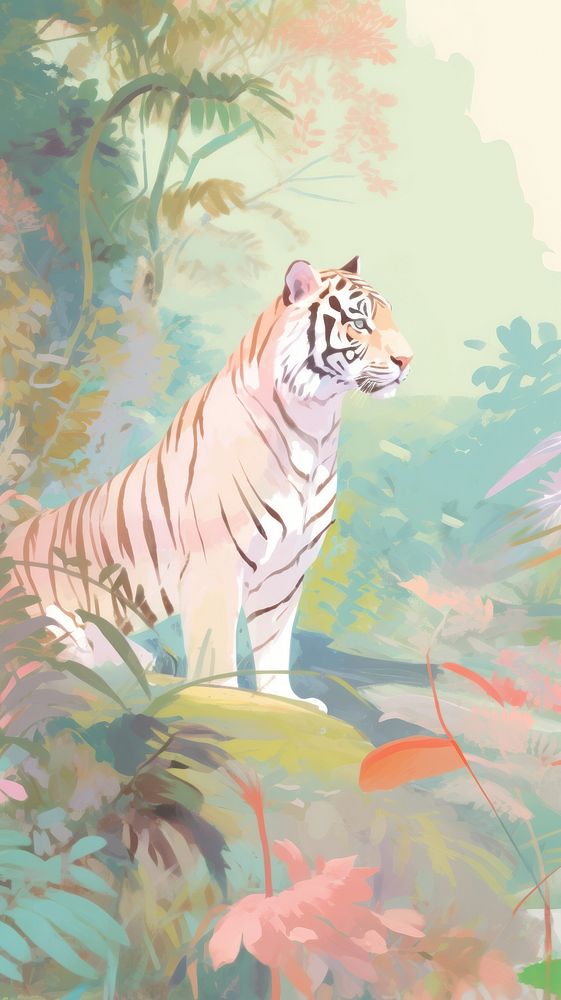 Tiger in a forest wildlife drawing animal.