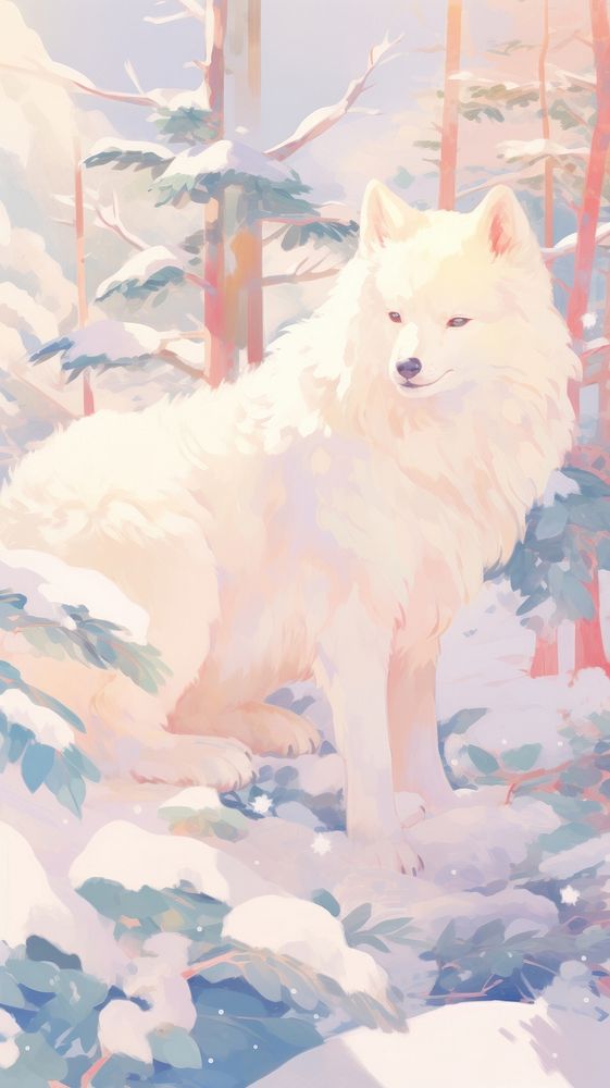 Wolg in a snow forest mammal animal wolf.
