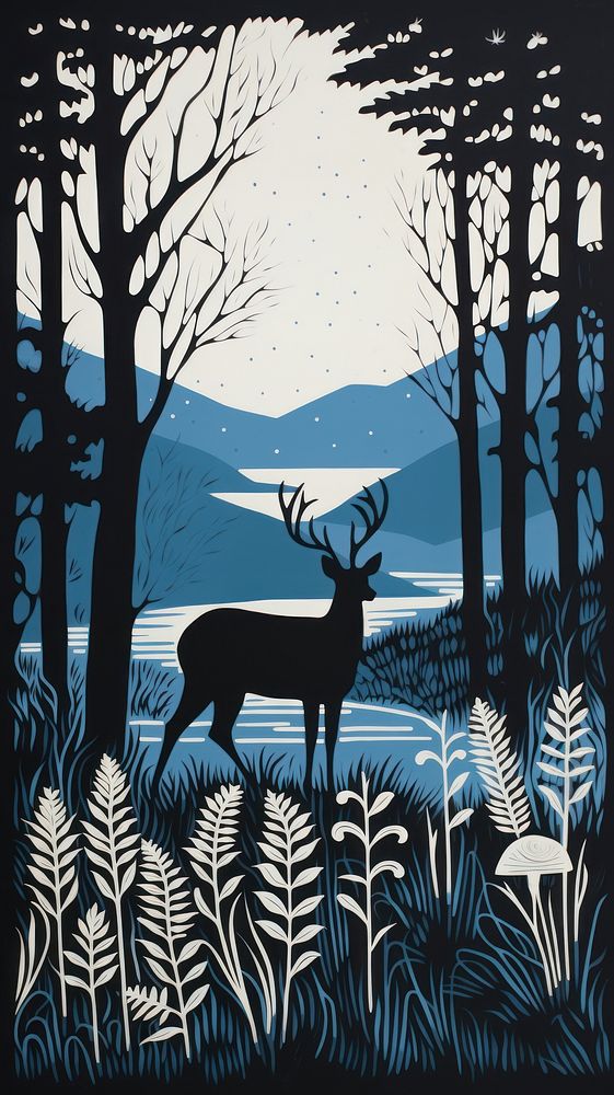 Deer silhouette wildlife nature.