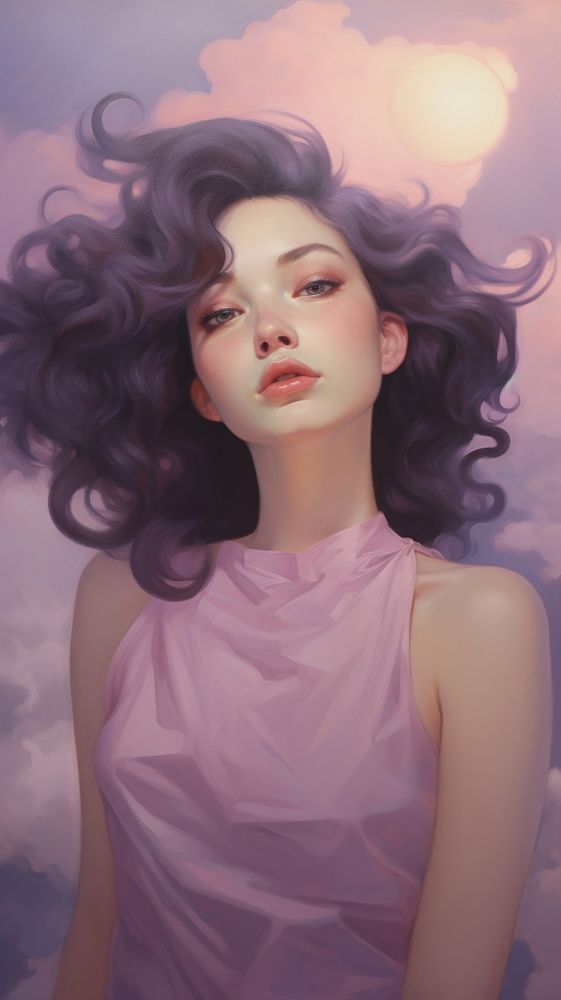 Purple sky portrait painting adult.