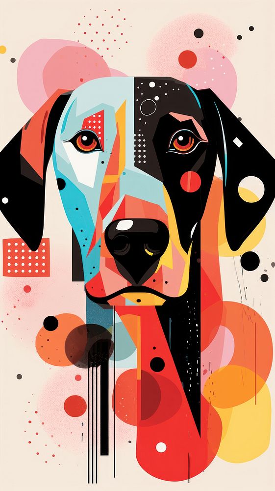 Dog art abstract painting.
