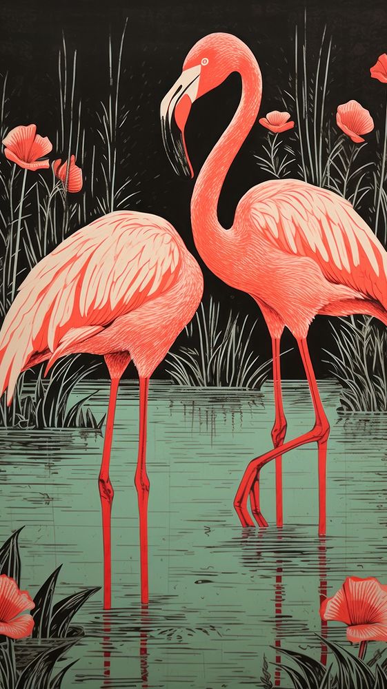 Flamingo animal nature plant.