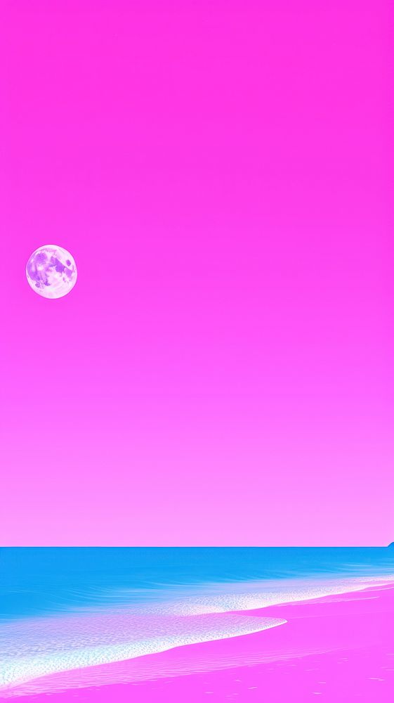 Pink beach astronomy outdoors horizon.