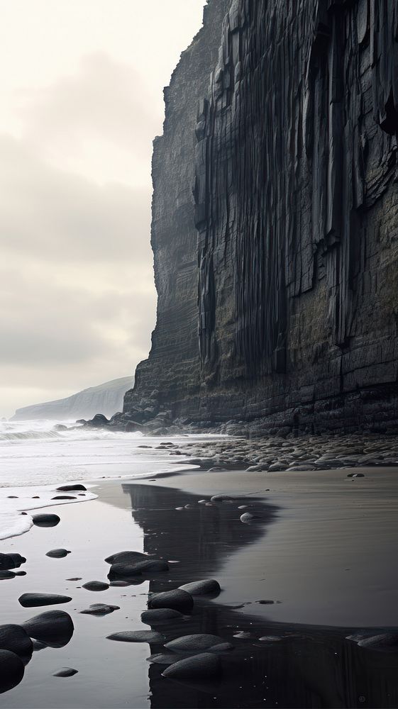 Cool wallpaper coastal cliff beach rock reflection.