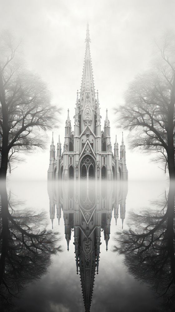 Cool wallpaper gothic architecture reflection building.