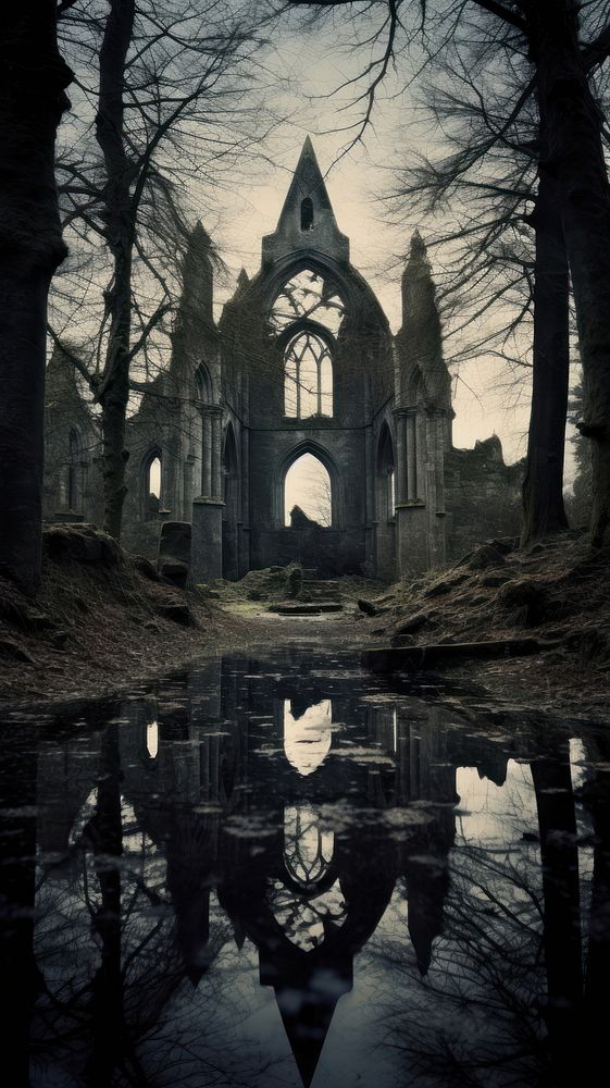 Cool wallpaper gothic ruin architecture reflection building.