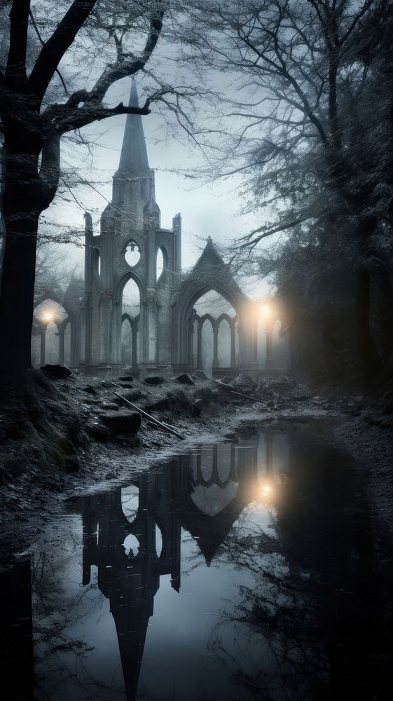 Cool wallpaper gothic ruin architecture reflection building.
