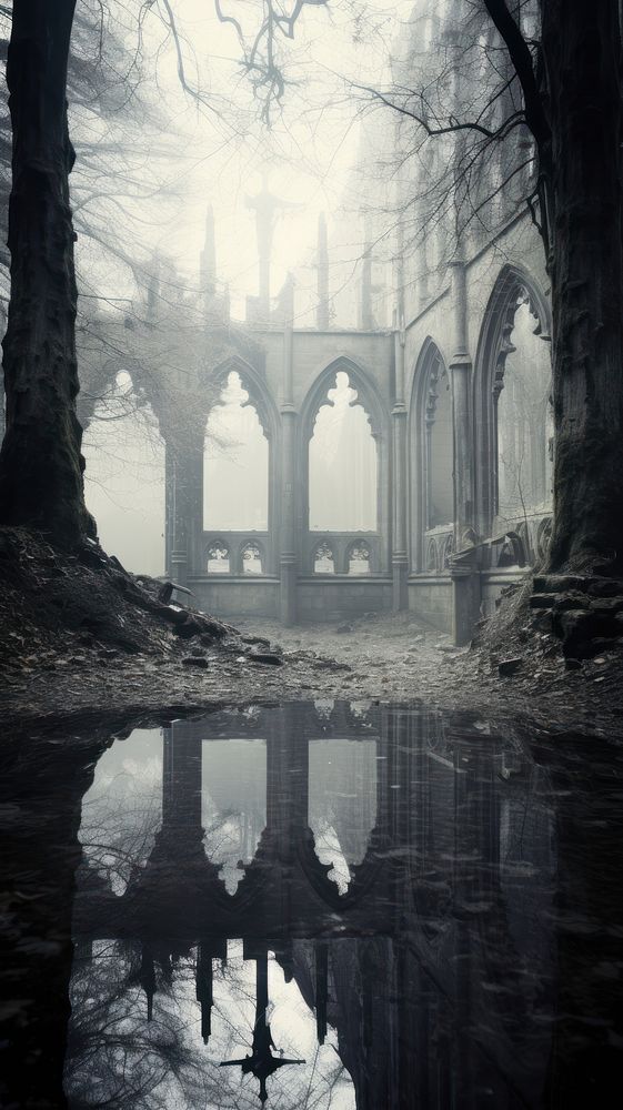 Cool wallpaper gothic ruin architecture reflection outdoors.