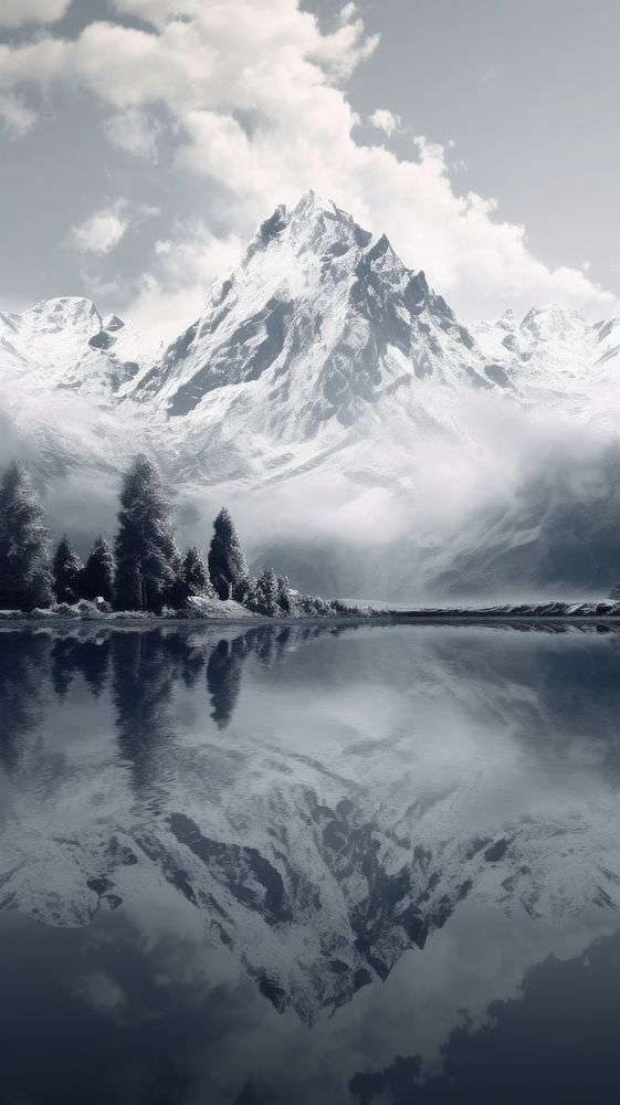 Cool wallpaper snowy mountain reflection landscape outdoors.