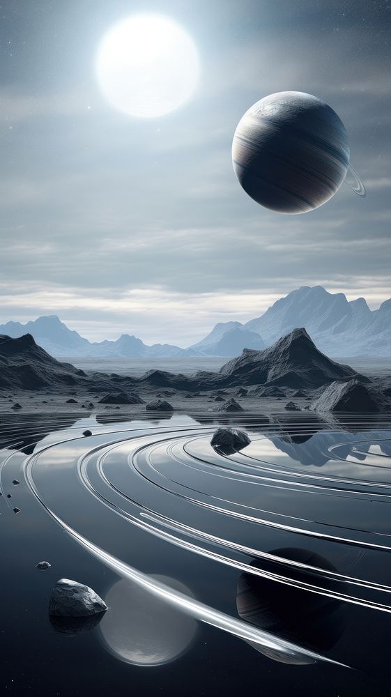 Planet space reflection landscape.